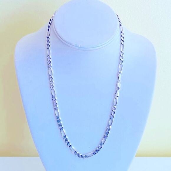 Mens 20” Sterling Silver 925 Figaro Link Chain Necklace - 24 grams, Italy - Picture 3 of 5
